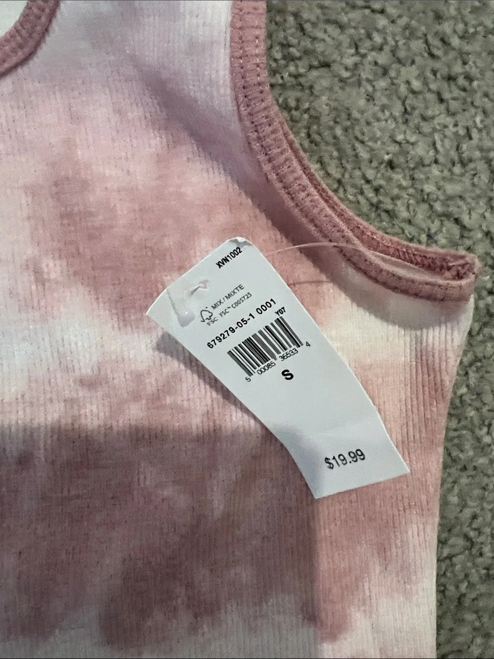 GAP Women's Pink & White Tie-Dye Rib Tank